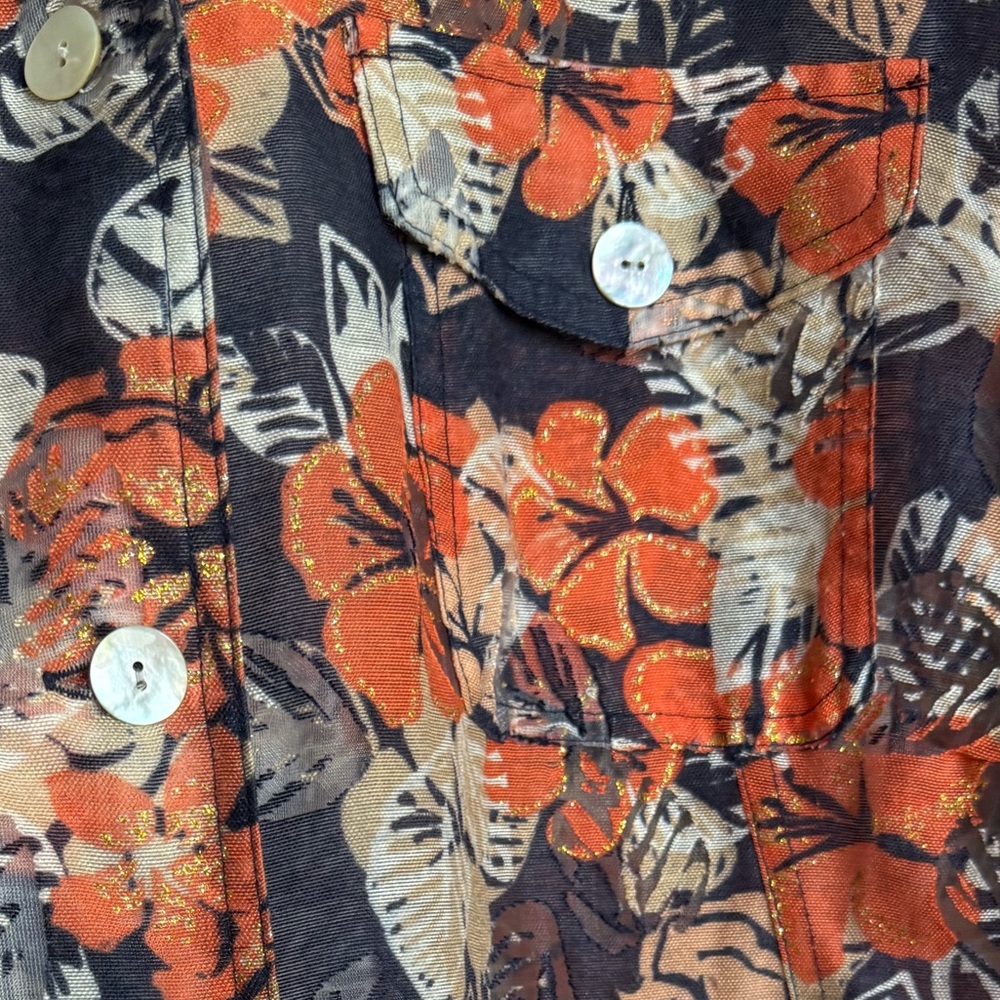 Ruby Rd Floral Sheer Button-Down Blouse - image 8